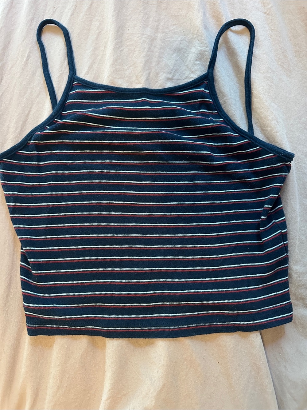 Brandy Melville Navy Striped Spaghetti Strap Crop Tank